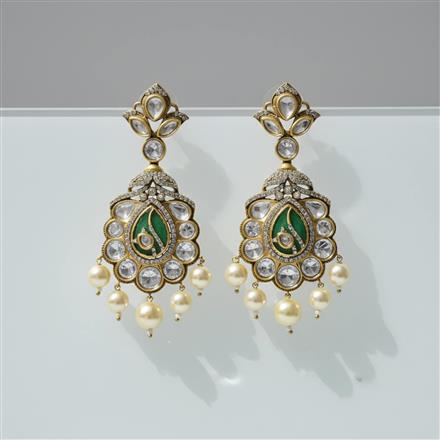Kundan Moti Earring With Victorian Plating