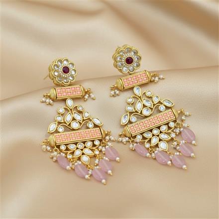 Kundan Moti Earring With Carat Gold Plating