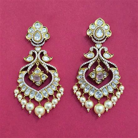 Kundan Moti Earring With Victorian Plating