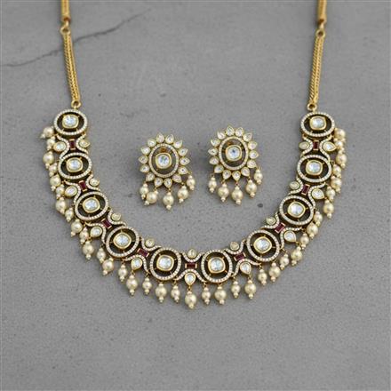 Kundan Moti Necklace With Victorian Plating
