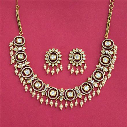Kundan Moti Necklace With Victorian Plating