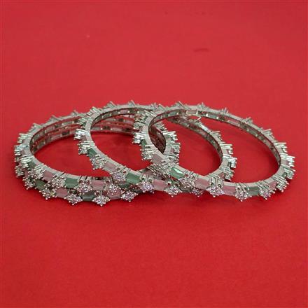 American Diamond Classic Bangles With Rhodium Plating
