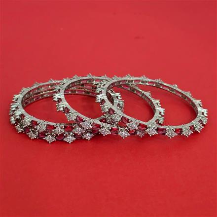 American Diamond Classic Bangles With Rhodium Plating