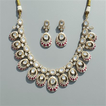Kundan Meenakari Necklace Set With Carat Gold Plating