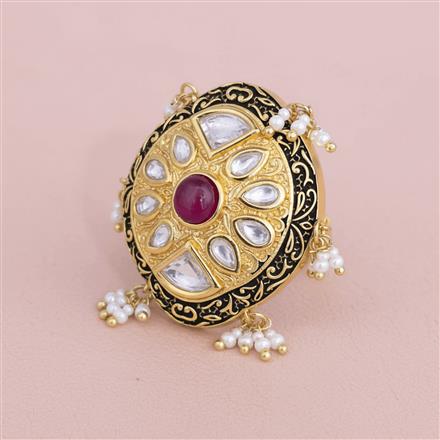 Kundan Meenakari Ring With Gold Plating
