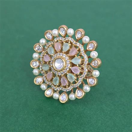 Kundan Adjustable Ring With Victorian Plating