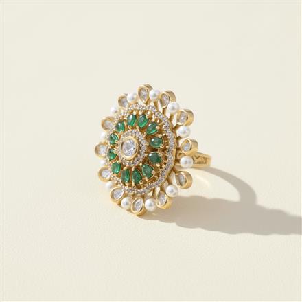 Kundan Adjustable Ring With Victorian Plating
