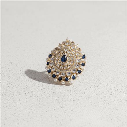 Kundan Moti Ring With Carat Gold Plating