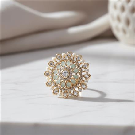 Kundan Moti Ring With Carat Gold Plating