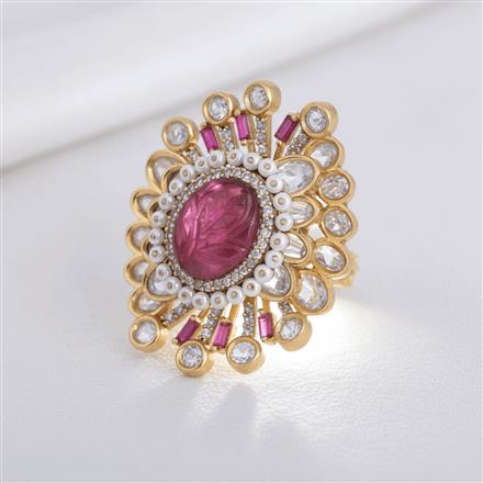 Kundan Moti Ring With Victorian Plating