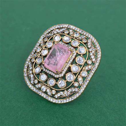 Kundan Adjustable Ring With Victorian Plating