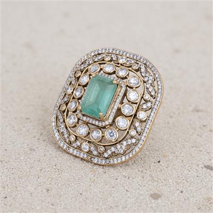 Kundan Adjustable Ring With Victorian Plating