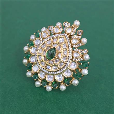 Kundan Adjustable Ring With Victorian Plating