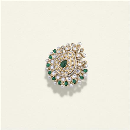 Kundan Adjustable Ring With Victorian Plating