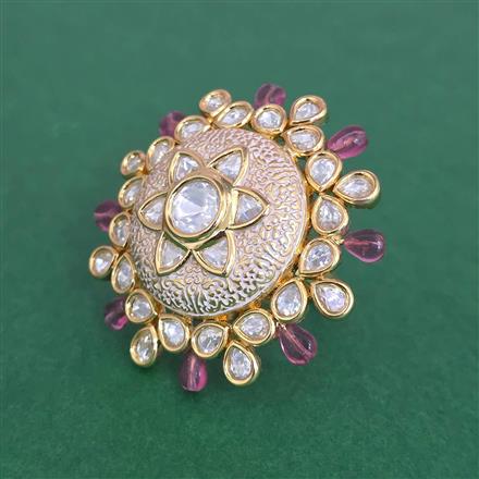 Kundan Adjustable Ring With Gold Plating
