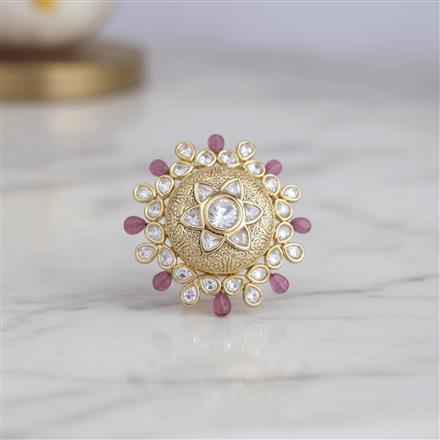 Kundan Adjustable Ring With Gold Plating