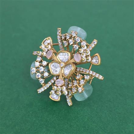 Kundan Adjustable Ring With Victorian Plating