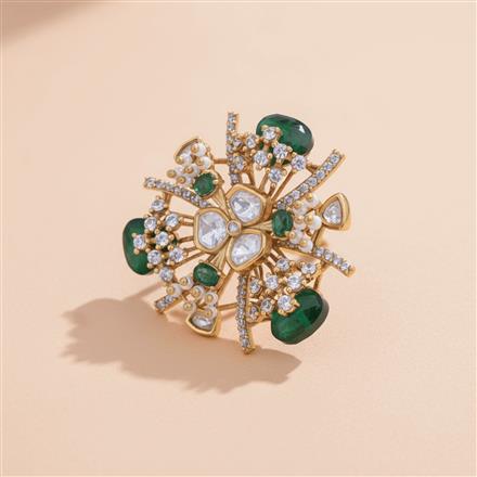 Kundan Adjustable Ring With Victorian Plating