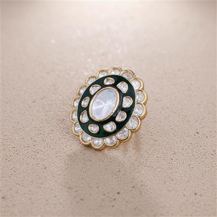Kundan Adjustable Ring With Carat Gold Plating