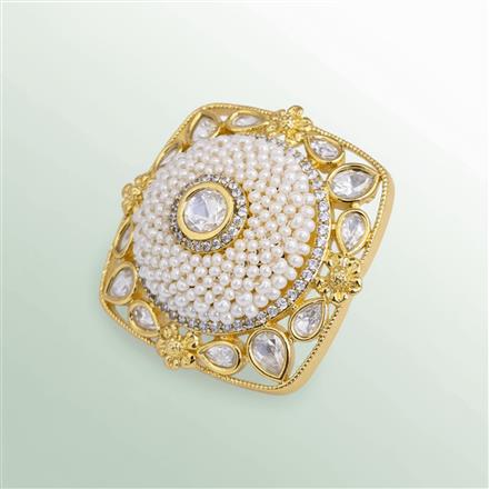 Kundan Moti Ring With Gold Plating