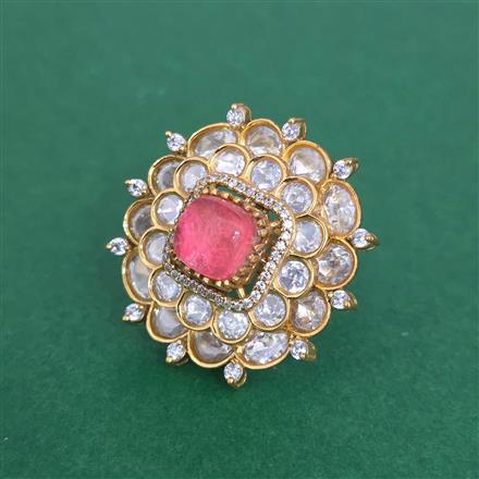 Kundan Adjustable Ring With Victorian Plating