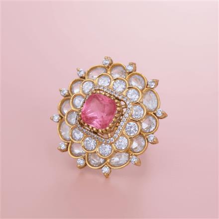Kundan Adjustable Ring With Victorian Plating