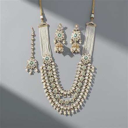 Kundan Long Necklace Set With Carat Gold Plating