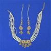 Cz Moti Necklace Set With Gold Plating