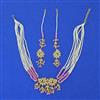 Cz Moti Necklace Set With Gold Plating