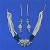 Cz Moti Necklace Set With Rhodium Plating