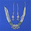 Cz Moti Necklace Set With Rhodium Plating