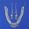 Cz Moti Necklace Set With Rhodium Plating