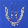 Cz Moti Necklace Set With Rhodium Plating