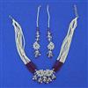 Cz Moti Necklace Set With Rhodium Plating