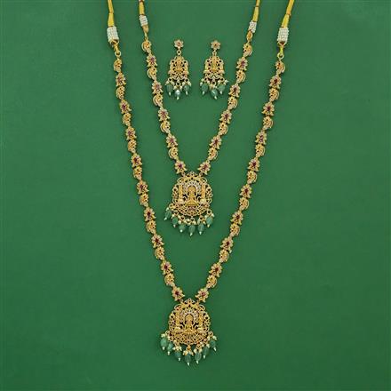 Antique Combo Necklace Set Set With Matte Gold Plating