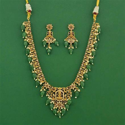 Antique Moti Necklace Set With Matte Gold Plating