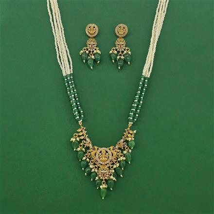 Antique Temple Necklace Set With Matte Gold Plating