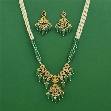 Antique Temple Necklace Set With Matte Gold Plating