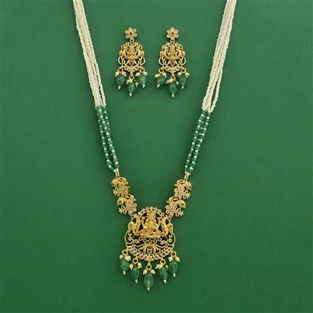 Antique South Indian Necklace Set With Matte Gold Plating