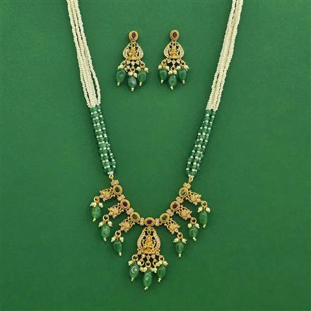 Antique South Indian Necklace Set With Matte Gold Plating
