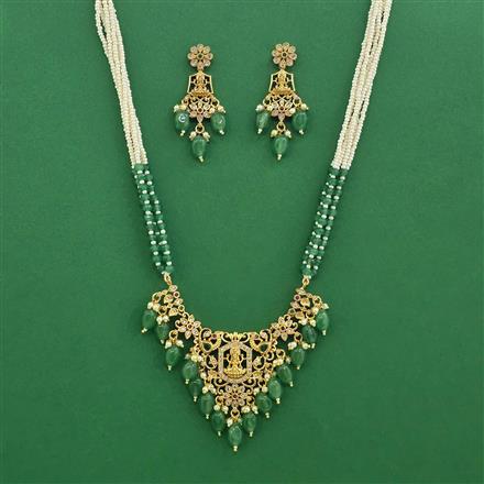 Antique Temple Necklace Set With Matte Gold Plating