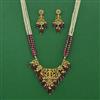 Antique Temple Necklace Set With Matte Gold Plating