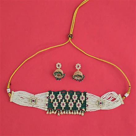 Kundan Moti Necklace With Carat Plating