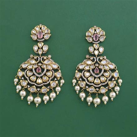 Kundan Moti Earring With Victorian Plating