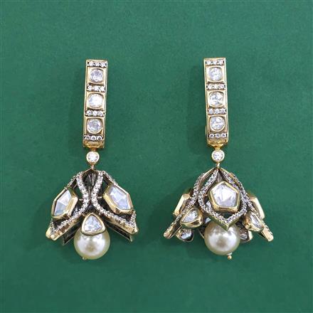 Kundan Moti Earring With Victorian Plating