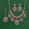 Kundan Moti Necklace Set With Victorian Plating