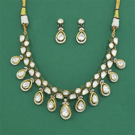 Kundan Classic Necklace Set With Victorian Plating