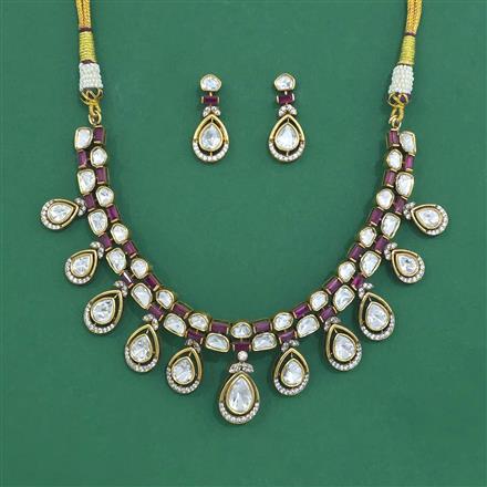 Kundan Classic Necklace Set With Victorian Plating