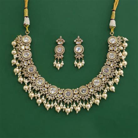 Kundan Pearl Necklace Set With Victorian Plating