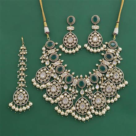 Kundan Pearl Necklace Set With Victorian Plating